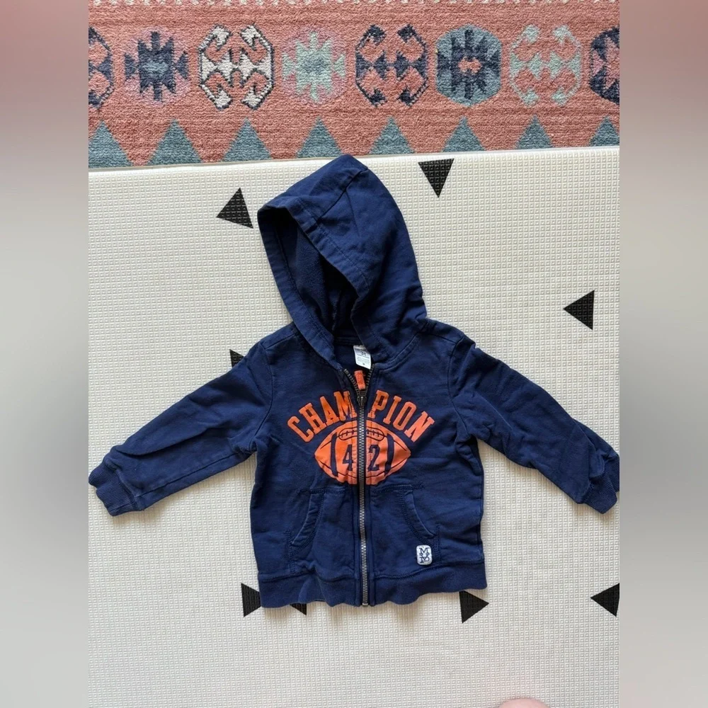 Carter's|Baby boy Navy Blue Toddler full zip hoodie sweater,CHAMPION in Orange•